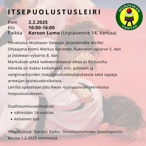 Itsepuolustusleiri Suomen Taekwondoliitto Ry